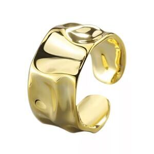 18K GOLD PLATED IRREGULAR RESIZABLE WIDE BAND RING RING